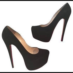 Christian Louboutin Black Daffodile Suede Platform
